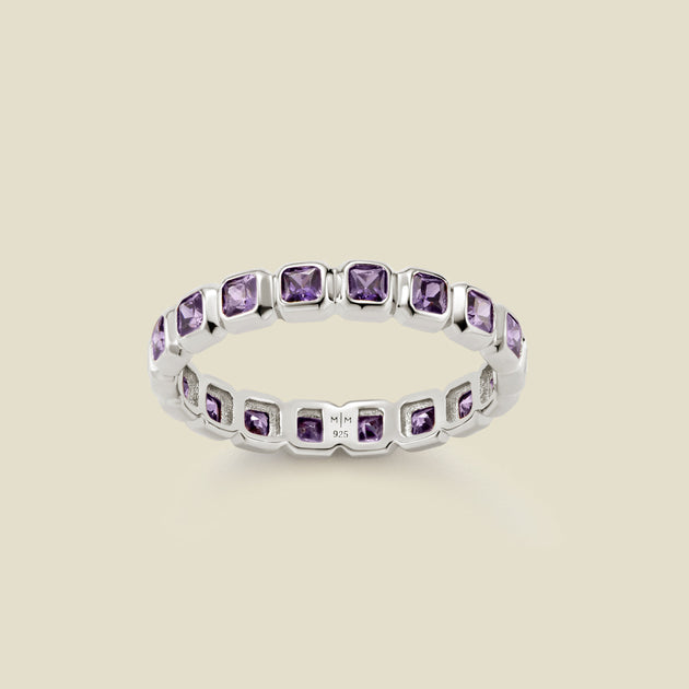 Bague Éternité Pierre de Naissance de Février Made By Mary Argent US 10 2