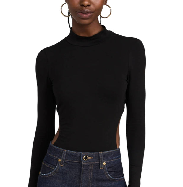 SOMETHING NAVY Turtleneck Cut Out Bodysuit Black XXS 3