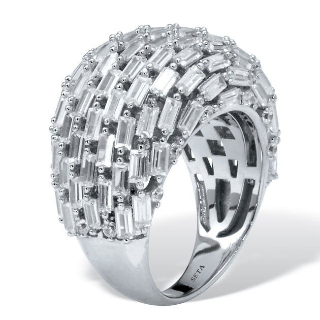 Palm 6.06 TCW Cubic Zirconia Silvertone Dome Ring White US 7 3