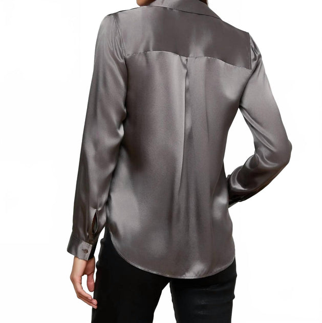 L'Agence Tyler Long Sleeve Blouse Grey XS 3