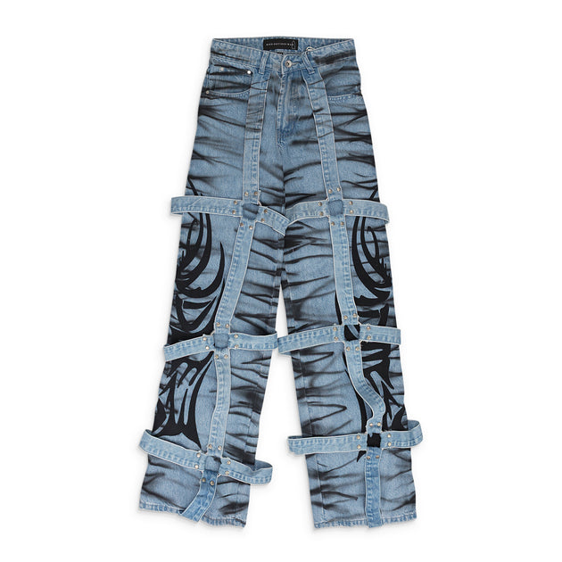 Who Decides War Winged Logo Bondage Pants Blue 28 2
