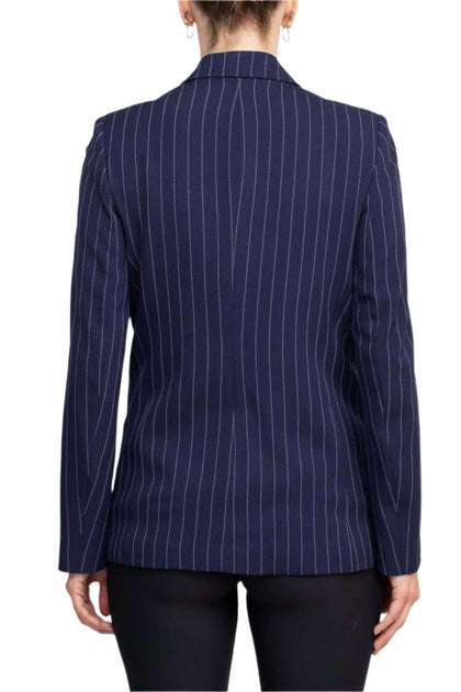 TRUEDAMES Notched Collar Crepe Blazer Blue US 6 4