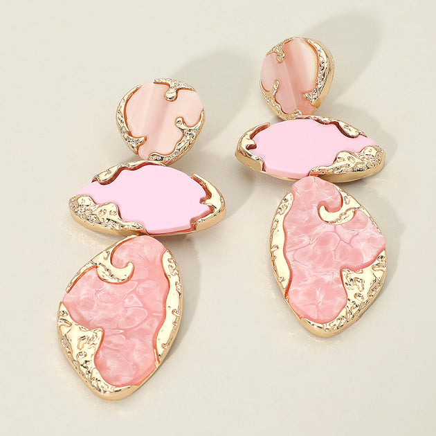 FASHNZFAB Abstract Link Drop Earrings Pink 2