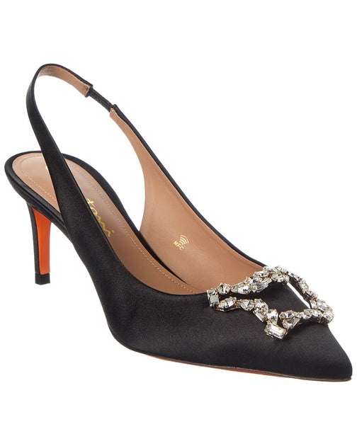 Santoni Satin Slingback Pump Black EU 38.5 2