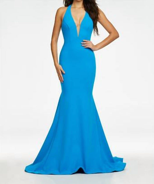 ASHLEYlauren Halter Gown Blue US 10 2