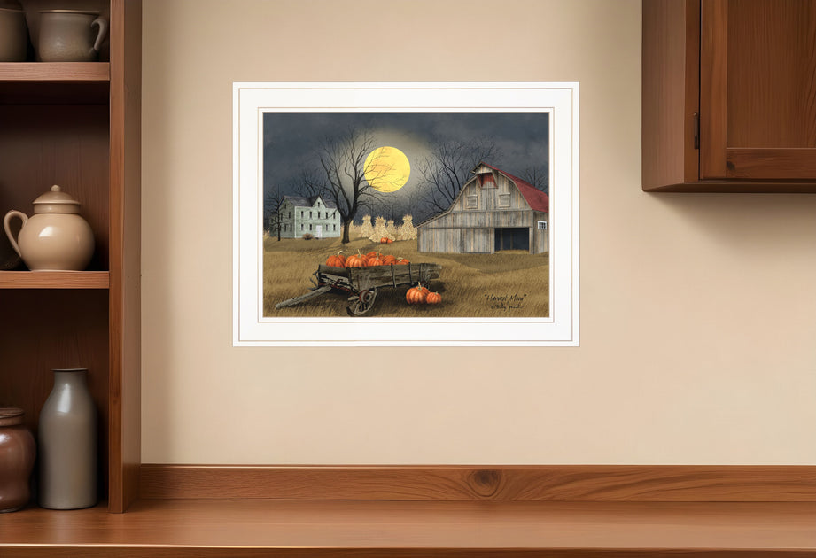 Hivvago Harvest Moon 5 White Framed Print 2