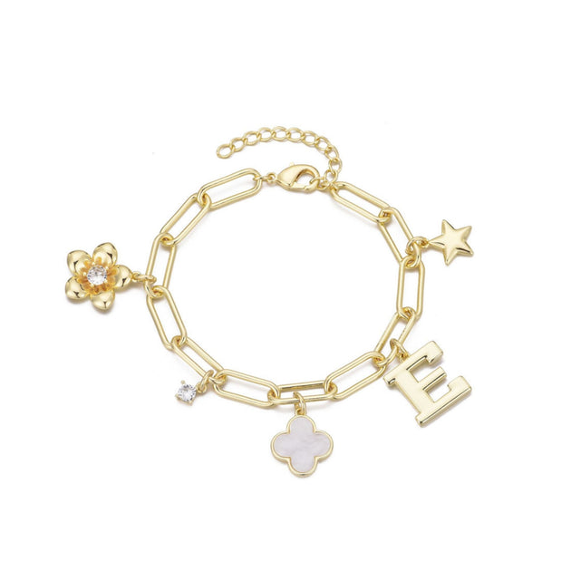 Adornia Initial Charm Bracelet Silver 2