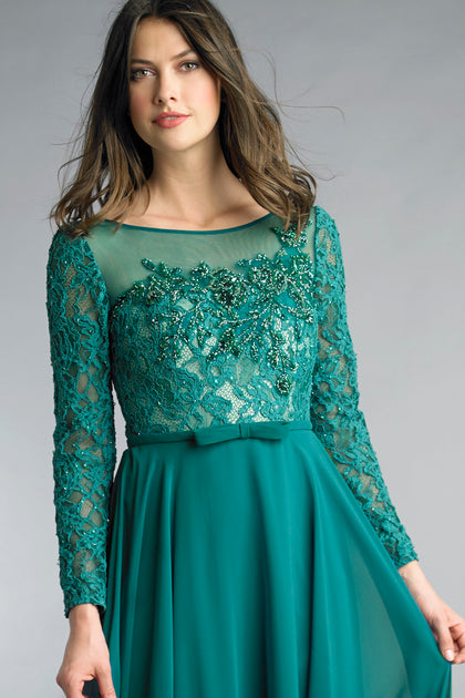 BASIX BLACK LABEL Long Sleeve Evening Gown Blue US 4 4