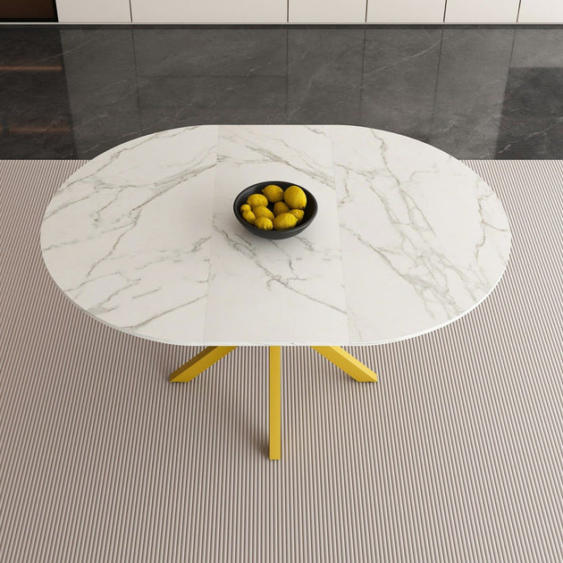 Maison Boucle Round Extendable Dining Table 4