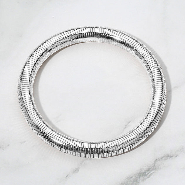 FASHNZFAB Wide Coil Bangle Silver 4