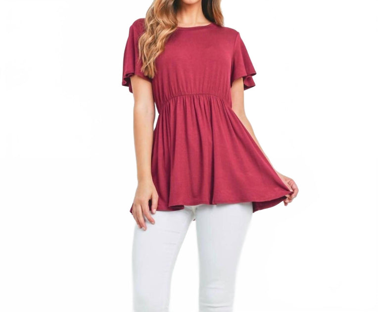 Perfect Peach Flutter Sleeve Empire Top Red Medium 3