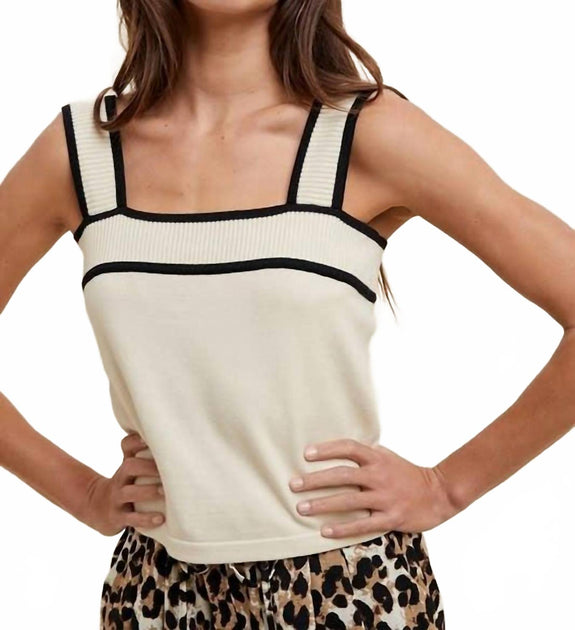 Wishlist Contrast Sweater Tank Top Beige Large 2