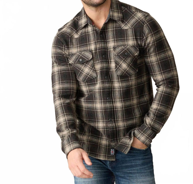 Flags & Anthem Desert Son Hero Stretch Flannel Shirt Grey XL 2