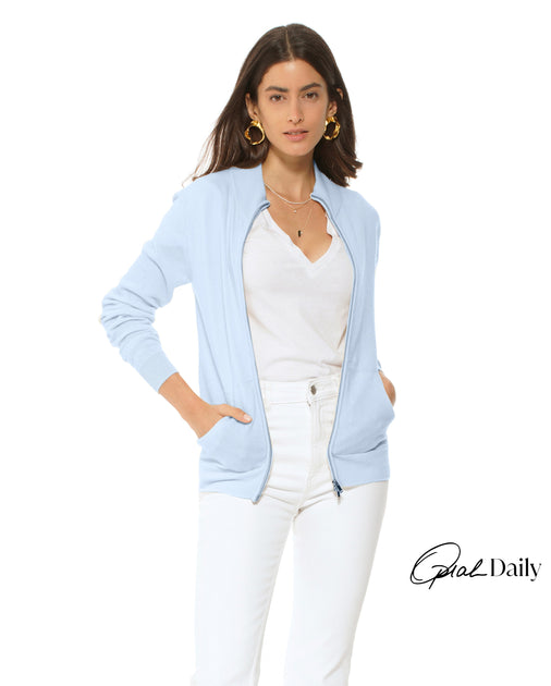 Monticelli Cashmere Zip Cardigan Blue Small 2