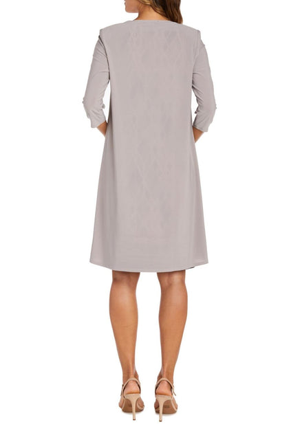 R & M Richards 2 Piece Jacket Dress Set Grey US 6 3
