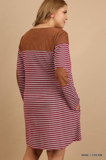 Umgee Stripe Plus Dress Red XLarge 4