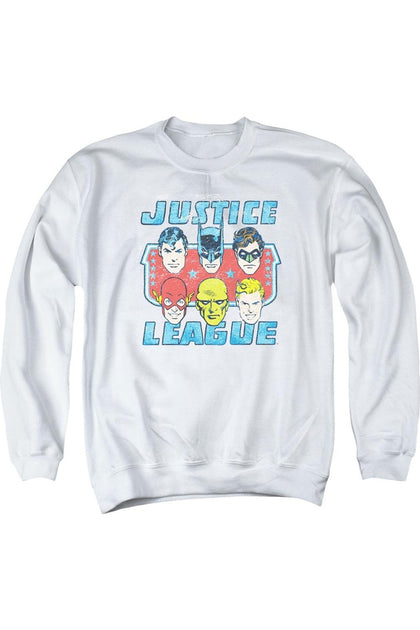 Gildan DC Comics Faces Of Justice Crewneck Sweatshirt White XXL 2