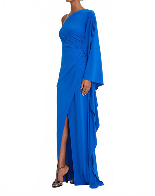 Halston Heritage Robe Ellen à Manches Cape Bleu US 8 4