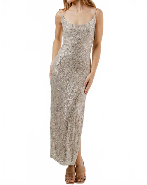 Fore Collection Francis Maxi Dress Silver Large 2