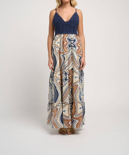 Guadalupe Design Seneiya Crochet Dress Blue Small 2