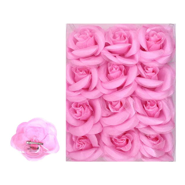 FASHNZFAB 12PCS Rose Flower Alligator Hair Clips Brooches Pink 3