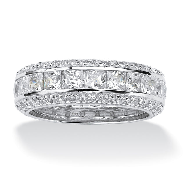 Palm 4.17 TCW Cubic Zirconia Eternity Ring Silver US 10 2