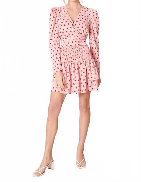 Sugarlips Corazon Heart Print Surplice Cropped Top Pink Red Large 2
