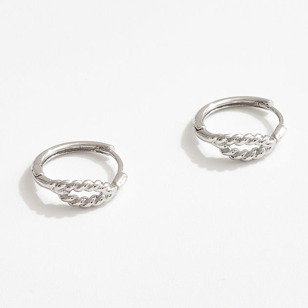 FASHNZFAB Textured Mini Huggie Hoop Earrings Silver 3