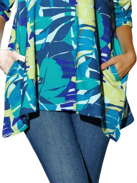 KikiSol Searenity Leaf French Terry Tunic Multi Large 4