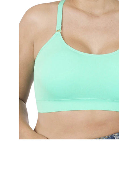 Zenana Cross Back Padded Seamless Bra Blue One Size 3