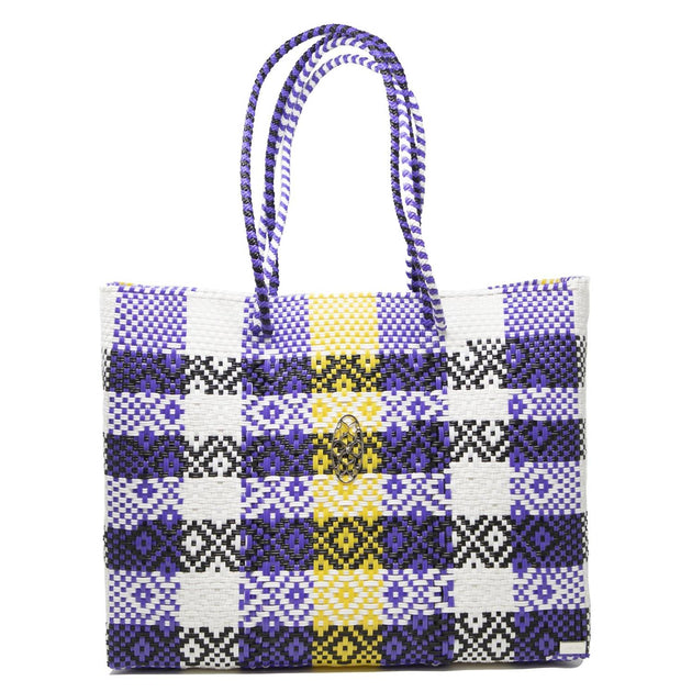 Lola's Bag Woven Tote Bag With Clutch Purple One Size 2