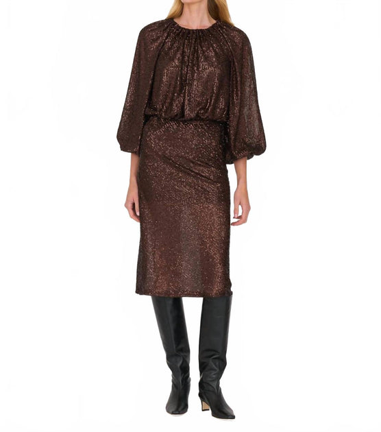 SECULAR Ava Sequin Top Brown Medium 4