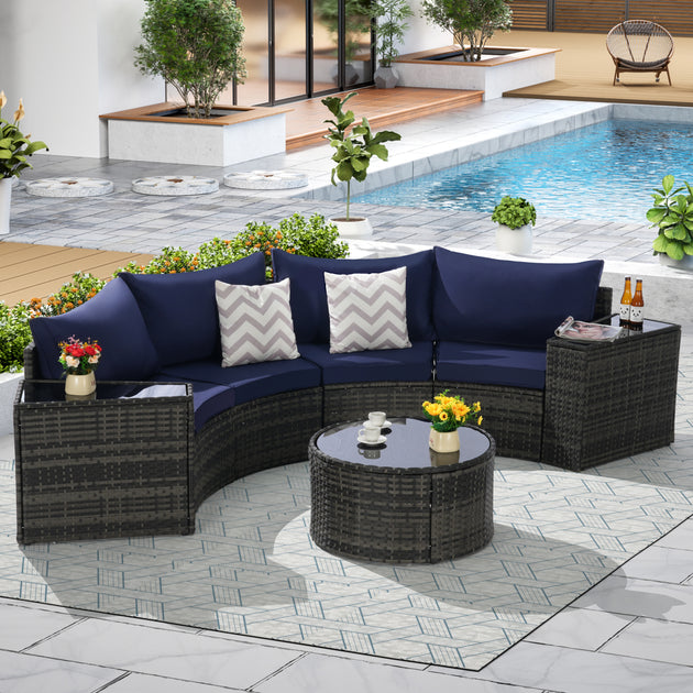 Streamdale 7-Pc Half-Moon Patio Set Gray 3