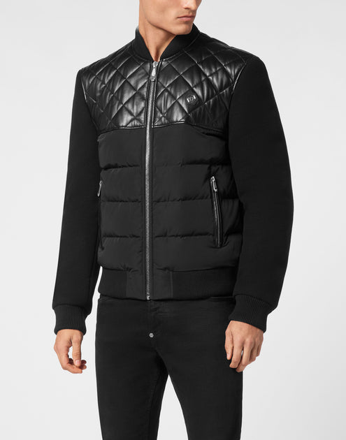 Philipp Plein Leather Bomber Jacket Black XXL 4