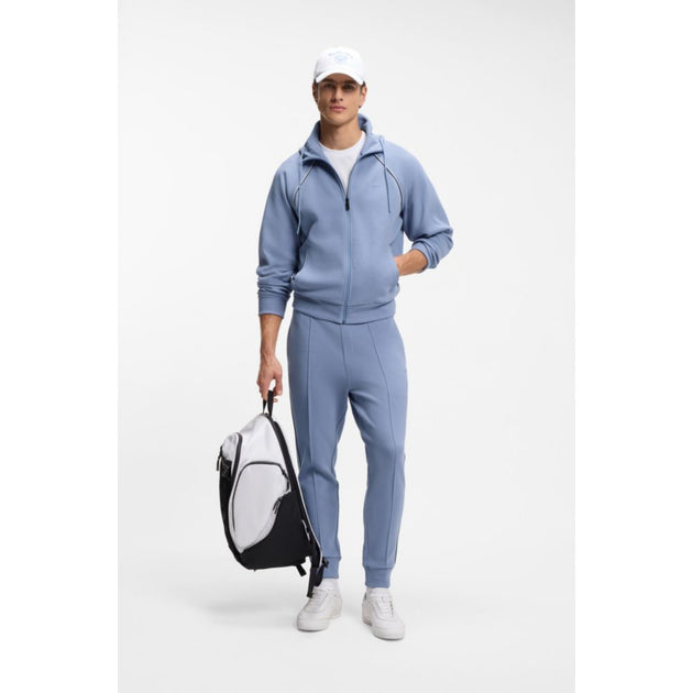 Boss Piping-detail Zip-up Hoodie Blue XLarge 3