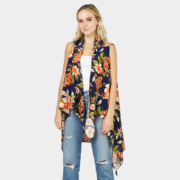 TRUEDAMES Flower Printed Vest Black One Size 4