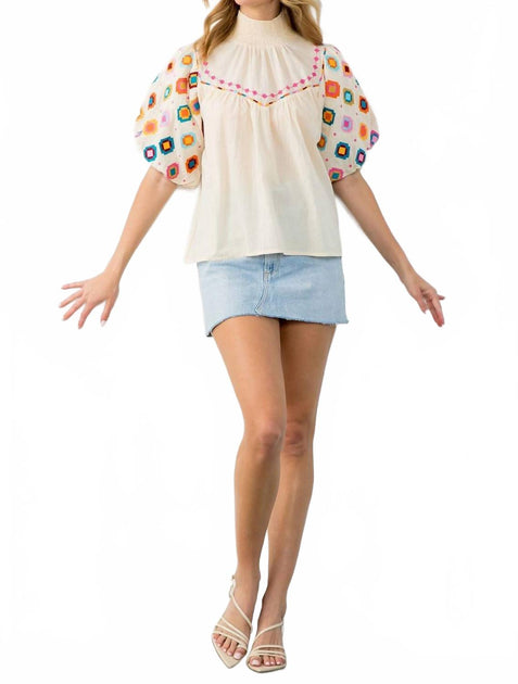 THML G.O.A.T. Embroidered Top Beige Large 2