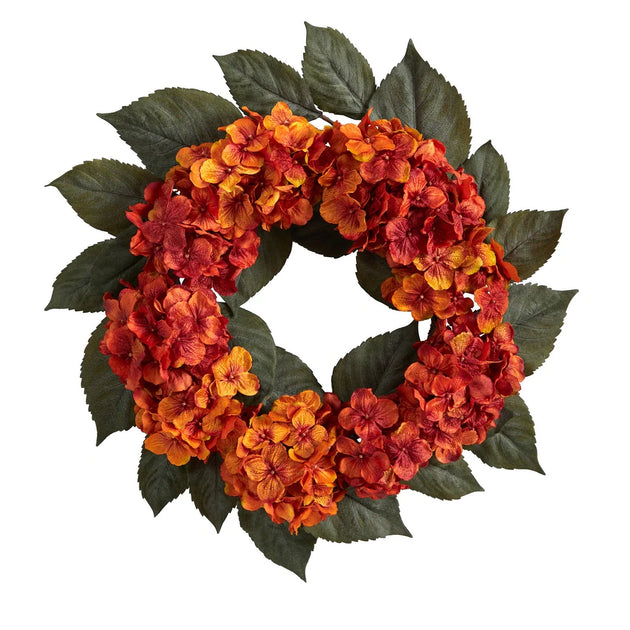 Hivvago 20 inch Autumn Hydrangea Artificial Wreath 2