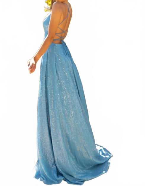 Lucci Lu Hadley Gown Maxi Dress Blue US 0 3
