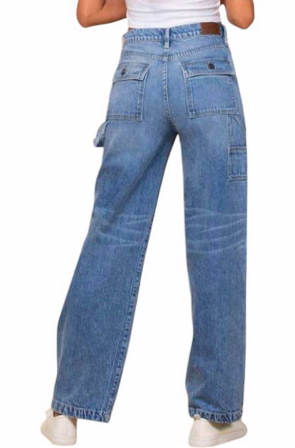HIDDEN Carpenter High Rise Wide Leg Dad Jeans Blue 26 3