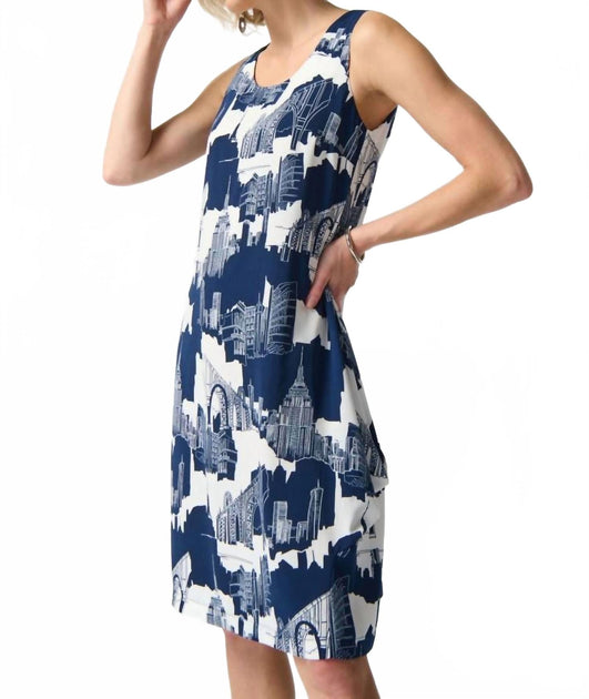 Joseph Ribkoff Cityscape Shift Dress Blue UK 8 4