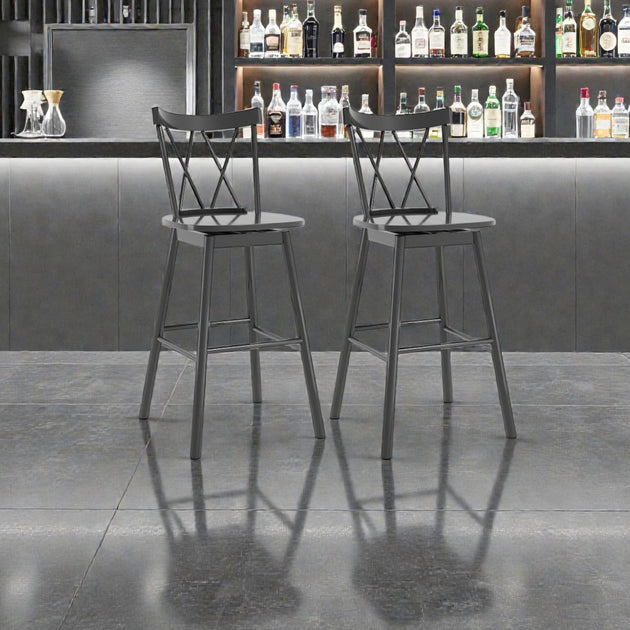 Hivvago Windsor Bar Stool Set Black 2
