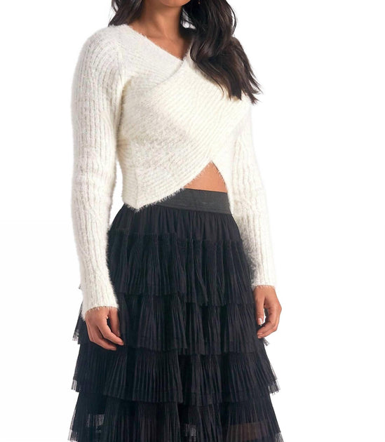 ELAN Cropped Sweater White Medium 3