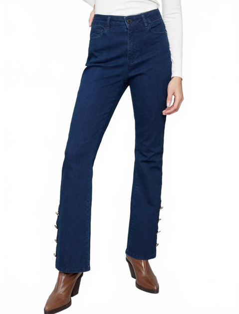 Jean Bootcut Extensible Charlie B avec Boutons Strass Bleu US 6 3