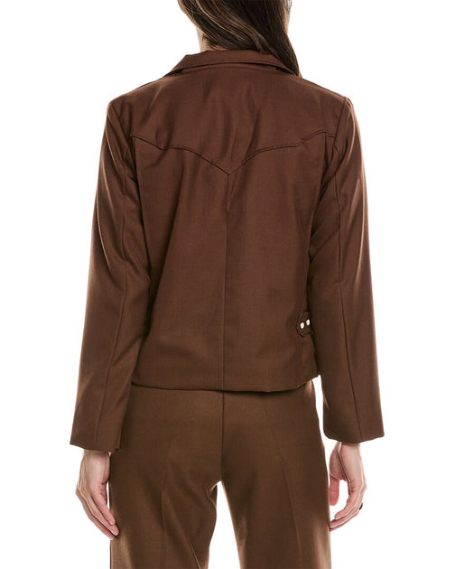 THE GREAT Western Wool-Blend Blazer Brown Small 3