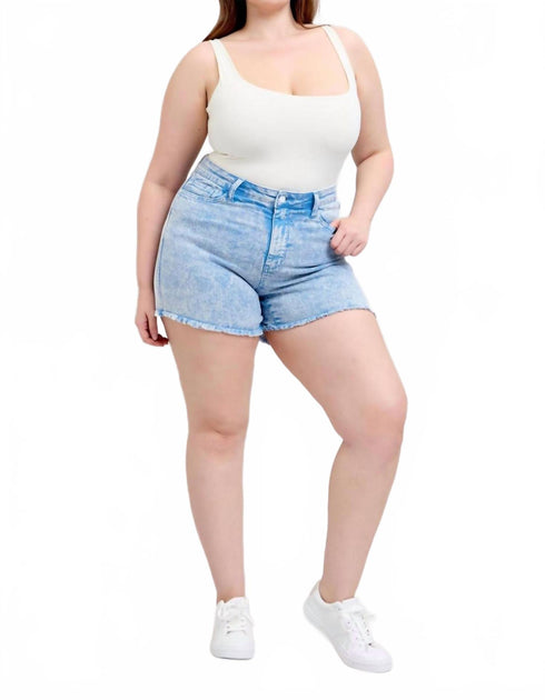 Judy Blue Mid Rise Cyan Garment Dyed Shorts 3