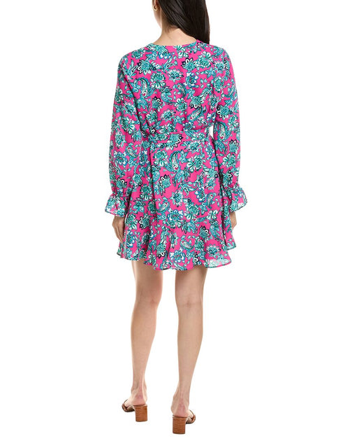 CeCe V-Neck Print Dress Pink Small 3
