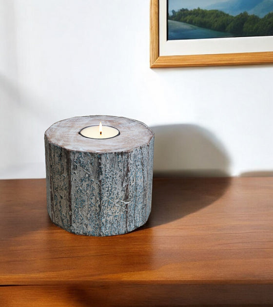 Hivvago Tealight Candle Holder Brown And White 5in 2