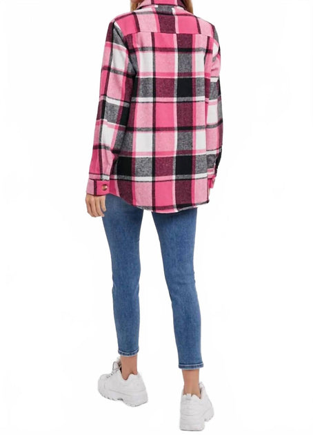 BluIvy Flanell Karo Shacket Pink Medium 3