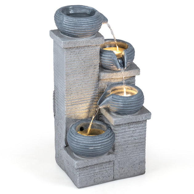 BreeBe 4-Tier Outdoor Water Fountain Gray 2